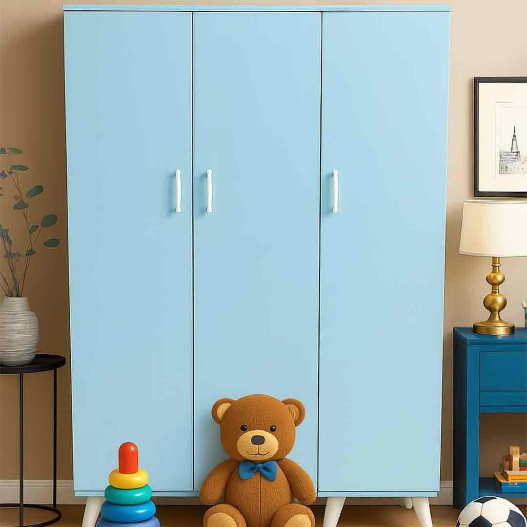 Masal Köşesi 3 Kapılı Dolap - Pudra Mavisi 1
