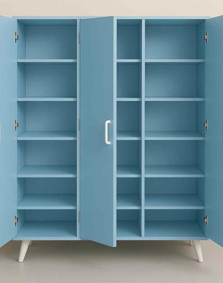 Masal Köşesi 3 Kapılı Dolap - Pudra Mavisi 2