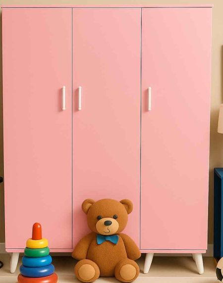 Masal Köşesi 3 Kapılı Dolap - Şeker Pembesi