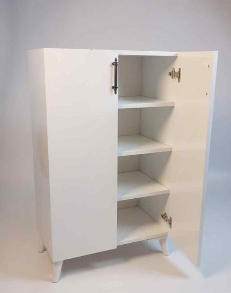 Bohem Siyah Kulplu Çok Amaçlı Dolap - Beyaz (Ayakkabılık Uyumlu) 2