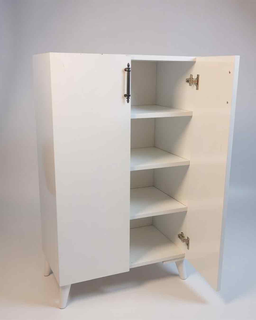 Bohem Siyah Kulplu Çok Amaçlı Dolap - Beyaz (Ayakkabılık Uyumlu) 2