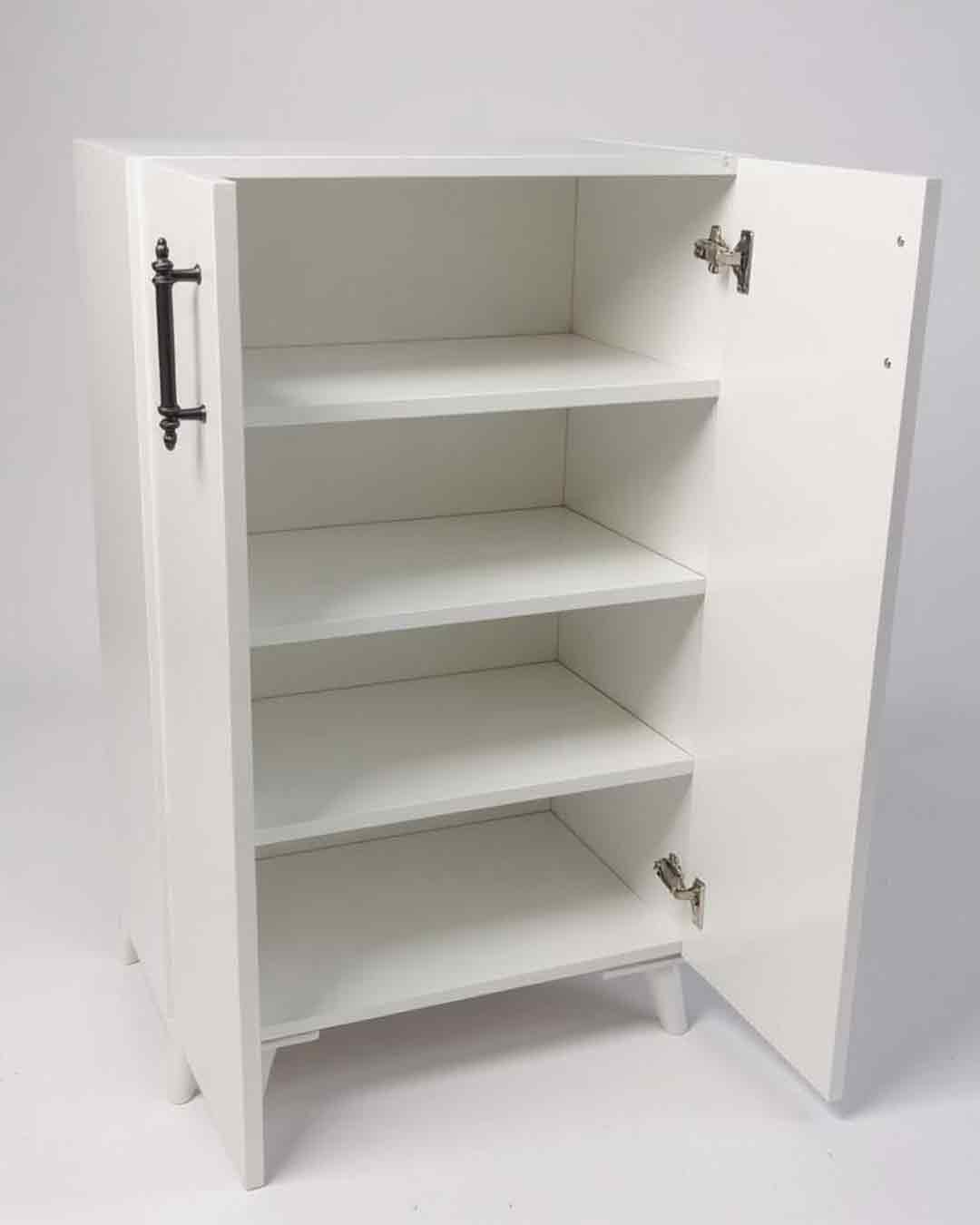 Bohem Siyah Kulplu Çok Amaçlı Dolap - Beyaz (Ayakkabılık Uyumlu) 3