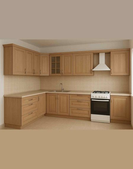 Klasik Meşe Köşe Mutfak Tasarımı