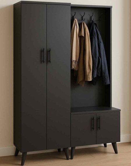 Loft Modern Antrasit Portmanto Vestiyer 2