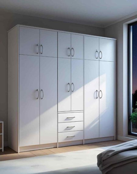 Maksimus Serisi Modüler 6 Kapaklı Gardırop - Parlak Beyaz