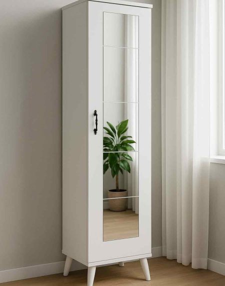 Nordic Siyah Kulplu Dikey Çok Amaçlı Dolap - Beyaz 1