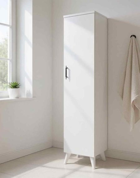 Nordic Siyah Kulplu Dikey Çok Amaçlı Dolap - Beyaz 2