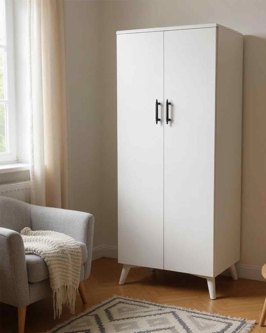 Zen Serisi Minimal Çift Kapılı Dolap - Beyaz